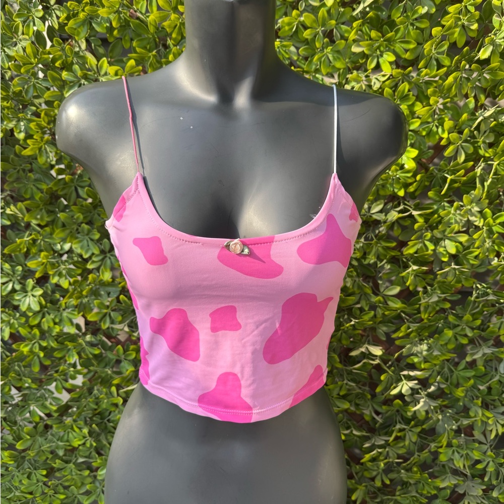 Pink and Light Pink Camouflage Crop Top